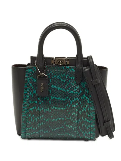 Pre-owned Coach Troupe 16 Snakeskin Leather Tote Bag In Black