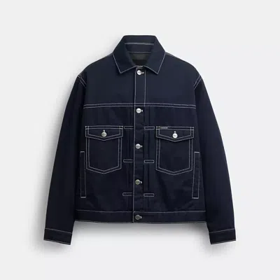 Coach Trucker Jacket In Navy Blue