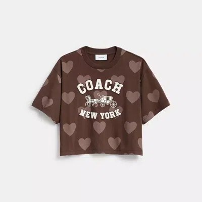 Coach T-shirt Court Avec Cheval Et Calèche Au Caur En Coton Biologique In Brown