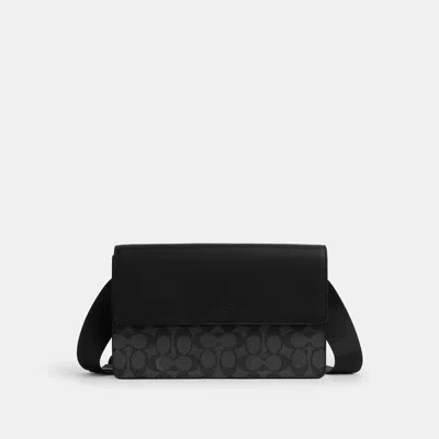 Coach Turner Flap Crossbody Bag In Signature Canvas In Black