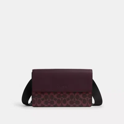 Coach Turner Flap Crossbody Bag In Signature Canvas In Purple