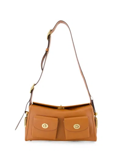 Coach Turnlock Haversack Leather Shoulder Bag In Brown