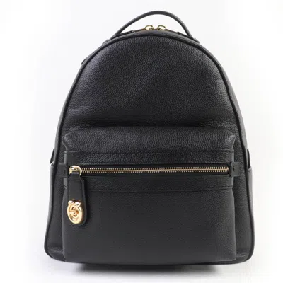 Coach Turnlock Polished Pebble Leather Backpack In Black