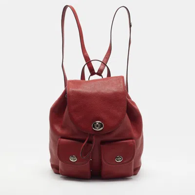 Pre-owned Coach Turnlock Rucksack Red Leather Backpack
