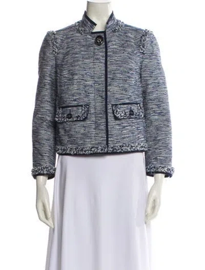 Pre-owned Coach Tweed Pattern Evening Jacket In Blue