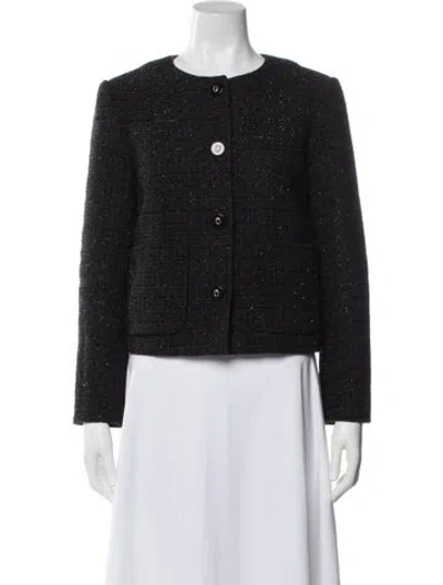 Pre-owned Coach Tweed Pattern Jacket In Black