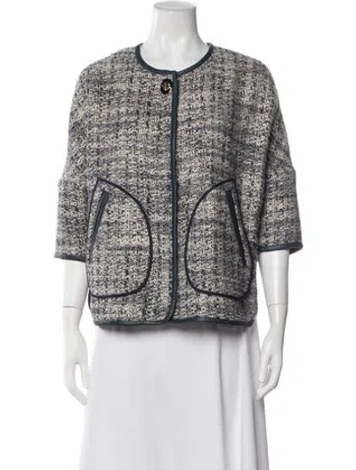 Pre-owned Coach Tweed Pattern Jacket In Blue