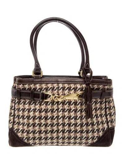 Pre-owned Coach Tweed Top Handle Bag In Neutrals