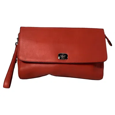 Coach Twist Lock Clutch Bag In Red Leather