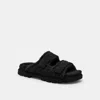 Coach Two Band Sport Slide In Signature Suede In Black