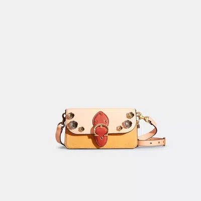 Coach Upcrafted Beat Crossbody Clutch In Colorblock In Brass/blush Natural Multi
