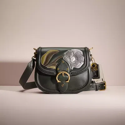 Coach Upcrafted Beat Saddle Bag In Brass/amazon Green