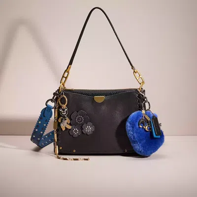 Coach Upcrafted Dreamer Shoulder Bag With Whipstitch And Snakeskin Detail In Brass/black Multi