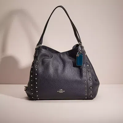 Coach Upcrafted Edie Shoulder Bag 31 With Floral Rivets In Blue