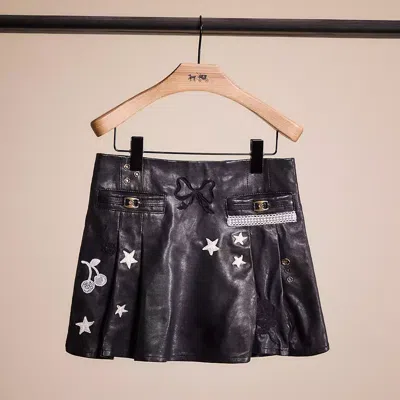 Coach Upcrafted Heritage C Leather Mini Skirt In Black