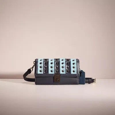 Coach Upcrafted Hutton Clutch With Colorblock Quilting In Pewter/midnight Navy Multi