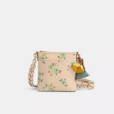Coach Upcrafted Kitt Messenger Crossbody With Floral Print In Brass/ivory Multi