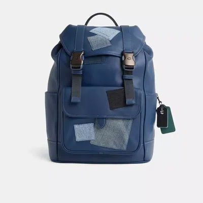 Coach Upcrafted League Flap Backpack In Blue