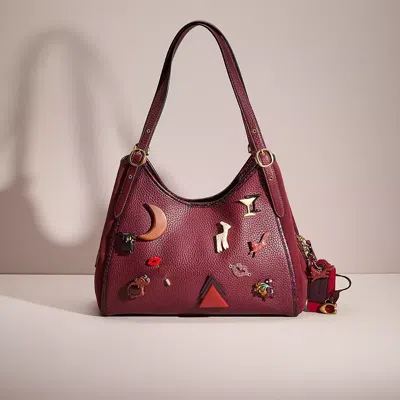 Coach Upcrafted Lori Shoulder Bag With Snakeskin Detail In Brass/wine