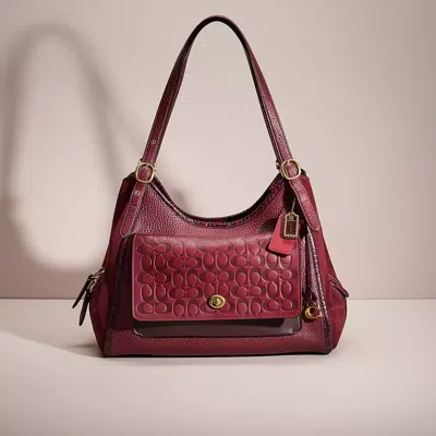 Coach Upcrafted Lori Shoulder Bag With Snakeskin Detail In Brass/wine