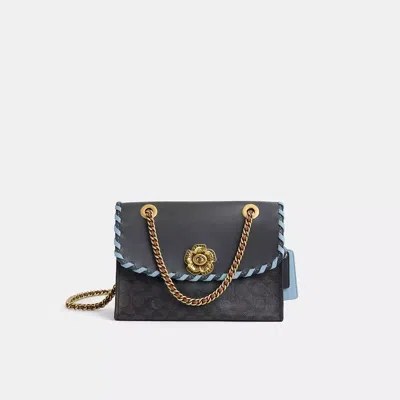 Coach Upcrafted Parker In Colorblock Signature Canvas In Brass/charcoal/midnight Navy
