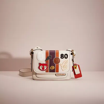Coach Upcrafted Rambler Crossbody With Varsity Stripe In White