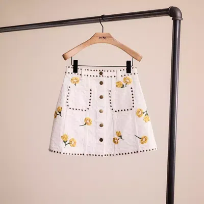 Coach Upcrafted Signature Denim Skirt In Bleach White