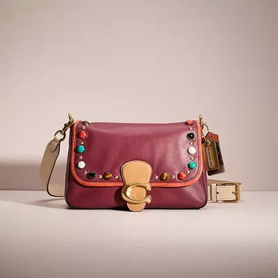 Coach Upcrafted Soft Tabby Shoulder Bag In Brass/wine