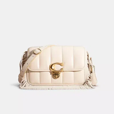 Coach Upcrafted Studio Shoulder Bag With Quilting In Brass/chalk