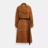 Coach Upcrafted Suede Trench Coat In Brown