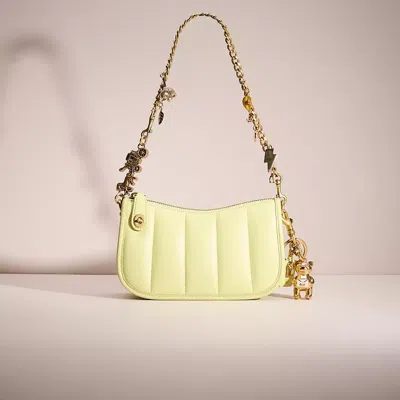 Coach Upcrafted Swinger 20 With Quilting In Brass/pale Lime