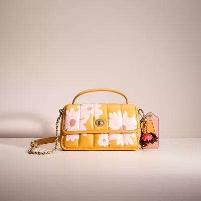 Coach Upcrafted Turnlock Clutch 20 With Quilting In Yellow