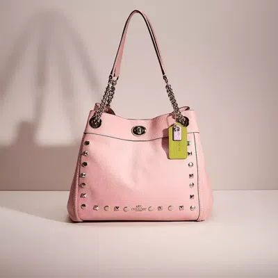 Coach Upcrafted Turnlock Edie Shoulder Bag In Silver/peony