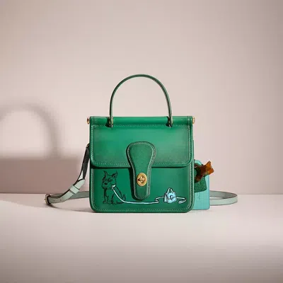 Coach Upcrafted Willis Top Handle 18 In Brass/green