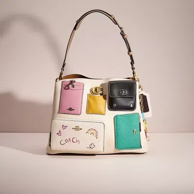 Coach Upcrafted Willow Shoulder Bag In Colorblock In Brass/chalk Multi