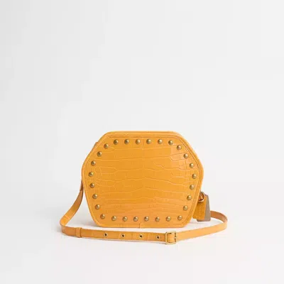 Coach Upcrafted Zip Geometric Pouch In Alligator In Brass/yellow