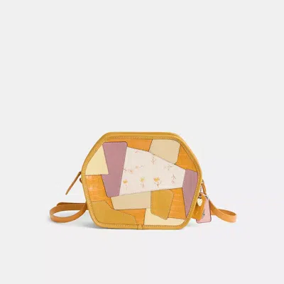 Coach Upcrafted Zip Geometric Pouch In Alligator In Brass/yellow