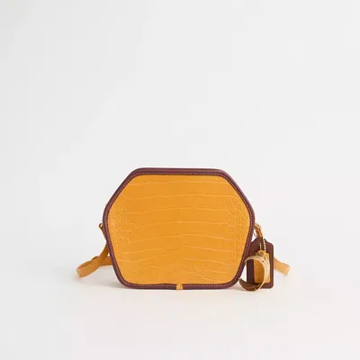 Coach Upcrafted Zip Geometric Pouch In Alligator In Brass/yellow
