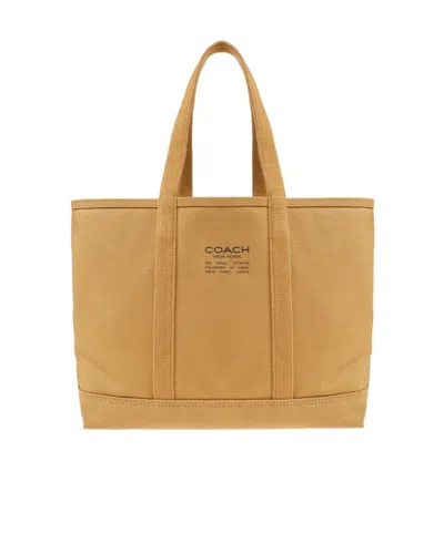 Coach Utility Stitched Detail Tote Bag In Brown