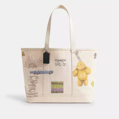 Coach Utility Tote With Sketch Print In Neutral