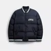 Coach Varsity Down Jacket In Recycled Polyester In Blue