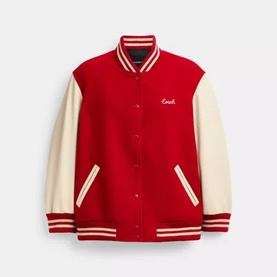 Coach Varsity Jacket In Red