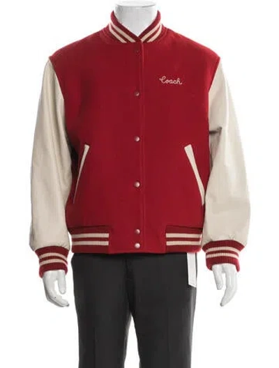 Pre-owned Coach Varsity Jacket In Red