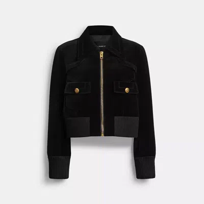 Coach Velvet Blouson Jacket In Black