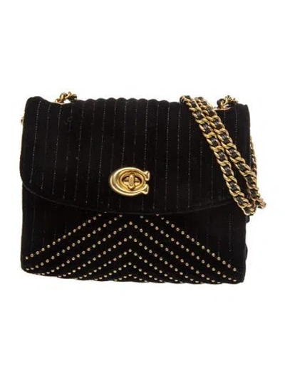 Pre-owned Coach Velvet Shoulder Bag In Black