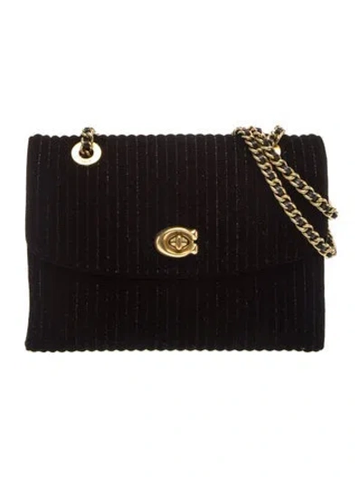 Pre-owned Coach Velvet Shoulder Bag In Black