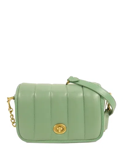 Pre-owned Coach Vintage 18 Dinky Quilted Shoulder Bag In Green