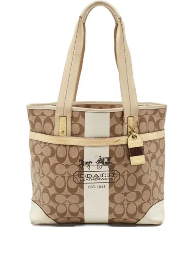 Pre-owned Coach Vintage 2024 Heritage Tote Bag In Neutral