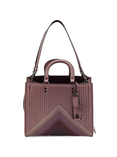 Pre-owned Coach Vintage 25 Rogue 1941 Quilted Leather Tote Bag In Pink