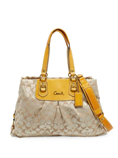 Pre-owned Coach Vintage Ashley Signature Tote Bag In Neutral